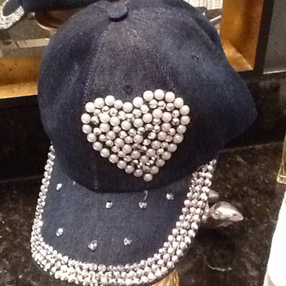 Glitzy Denim Baseball Hat....NWOT✨✨✨✨